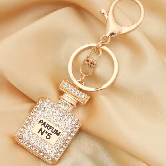 Accessories - PARFUM N°5 Rhinestone Keychain Charm Key Ring  Bling Handbag Charm 💗